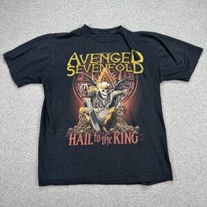 Avenged Sevenfold T-Shirt Men's Medium Black Hail To The King Skulls Graphic Y2K